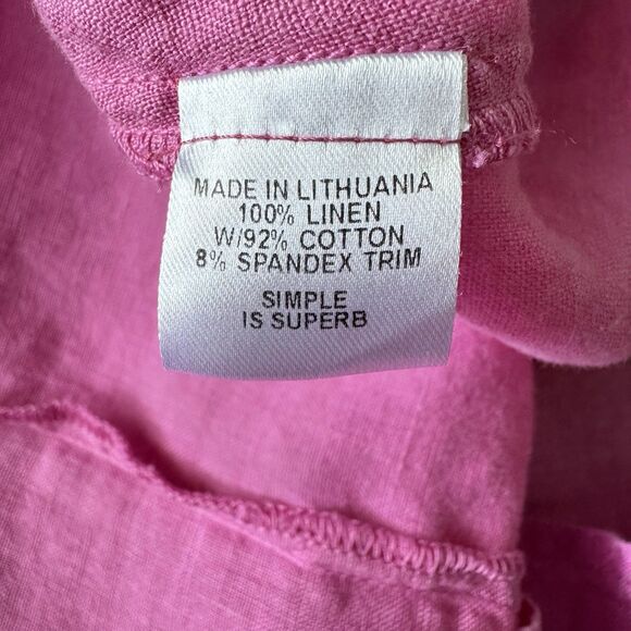 🩷FLAX Shirt Dress 100% LINEN Bubble Gum Pink Breathable Summer Cute Lightwt Sz S - Picture 11 of 16